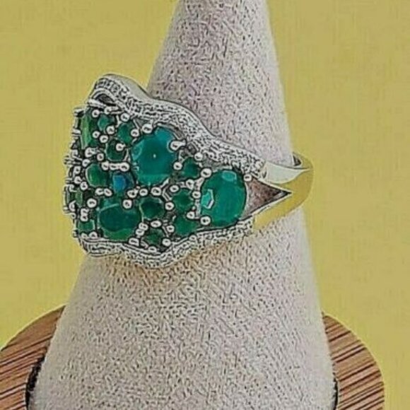 925 Sterling Silver Ring with Natural Green Agate - Picture 4 of 9